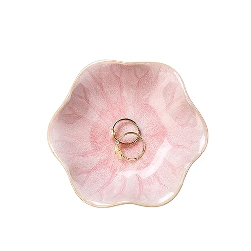Lotus Leaf Shape Decorative Ring Tray, Small Key Bowl, Ceramic Trinket Tray Jewelry Dish Organizing Necklace Earrings, Home Decoration for Mom Best Friend Sister, Light Green.