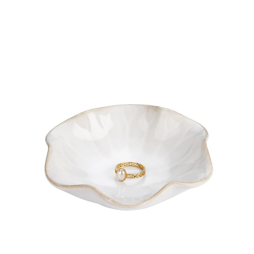 Lotus Leaf Shape Decorative Ring Tray, Small Key Bowl, Ceramic Trinket Tray Jewelry Dish Organizing Necklace Earrings, Home Decoration for Mom Best Friend Sister, Light Green.