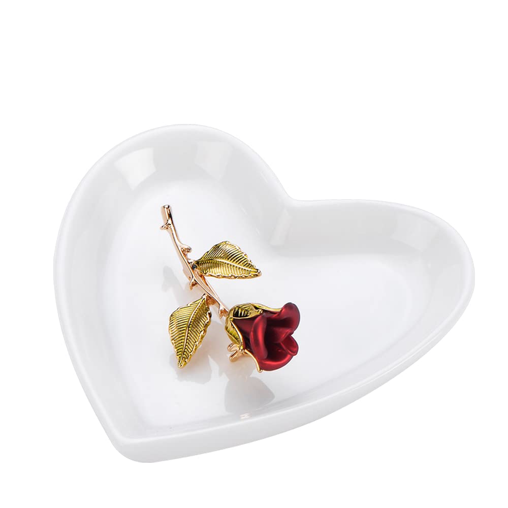 Lotus Leaf Shape Decorative Ring Tray, Small Key Bowl, Ceramic Trinket Tray Jewelry Dish Organizing Necklace Earrings, Home Decoration for Mom Best Friend Sister, Light Green.
