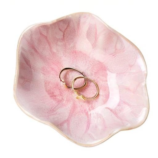 Lotus Leaf Shape Decorative Ring Tray, Small Key Bowl, Ceramic Trinket Tray Jewelry Dish Organizing Necklace Earrings, Home Decoration for Mom Best Friend Sister, Light Green.