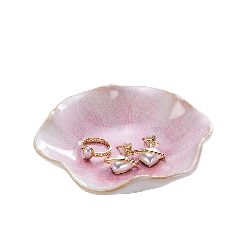 Lotus Leaf Shape Decorative Ring Tray, Small Key Bowl, Ceramic Trinket Tray Jewelry Dish Organizing Necklace Earrings, Home Decoration for Mom Best Friend Sister, Light Green.