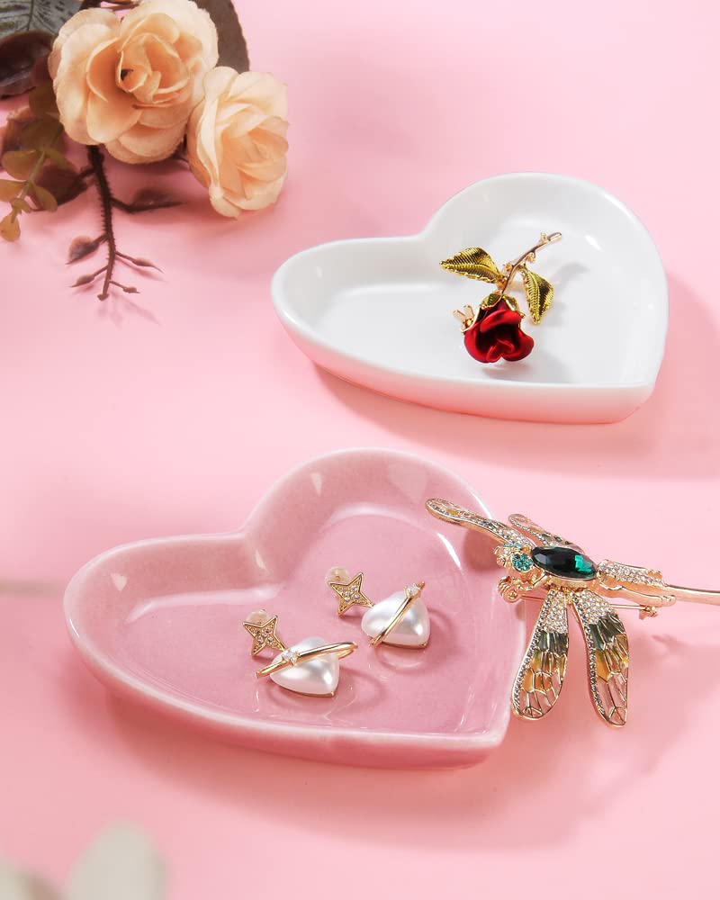 Lotus Leaf Shape Decorative Ring Tray, Small Key Bowl, Ceramic Trinket Tray Jewelry Dish Organizing Necklace Earrings, Home Decoration for Mom Best Friend Sister, Light Green.