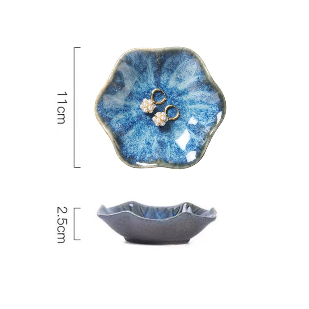 Lotus Leaf Shape Decorative Ring Tray, Small Key Bowl, Ceramic Trinket Tray Jewelry Dish Organizing Necklace Earrings, Home Decoration for Mom Best Friend Sister, Light Green.