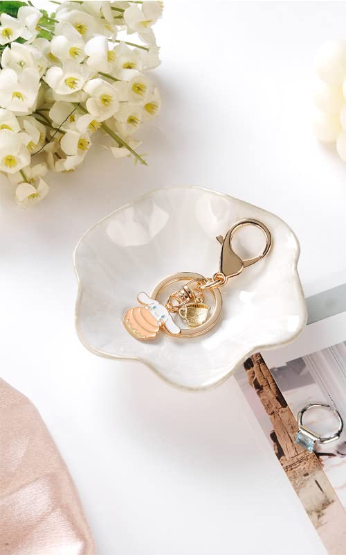Lotus Leaf Shape Decorative Ring Tray, Small Key Bowl, Ceramic Trinket Tray Jewelry Dish Organizing Necklace Earrings, Home Decoration for Mom Best Friend Sister, Light Green.