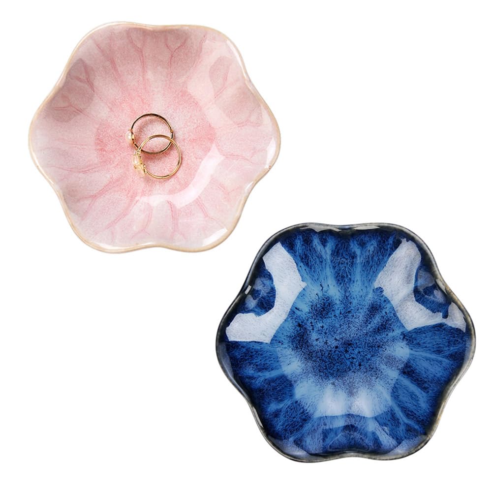 Lotus Leaf Shape Decorative Ring Tray, Small Key Bowl, Ceramic Trinket Tray Jewelry Dish Organizing Necklace Earrings, Home Decoration for Mom Best Friend Sister, Light Green.