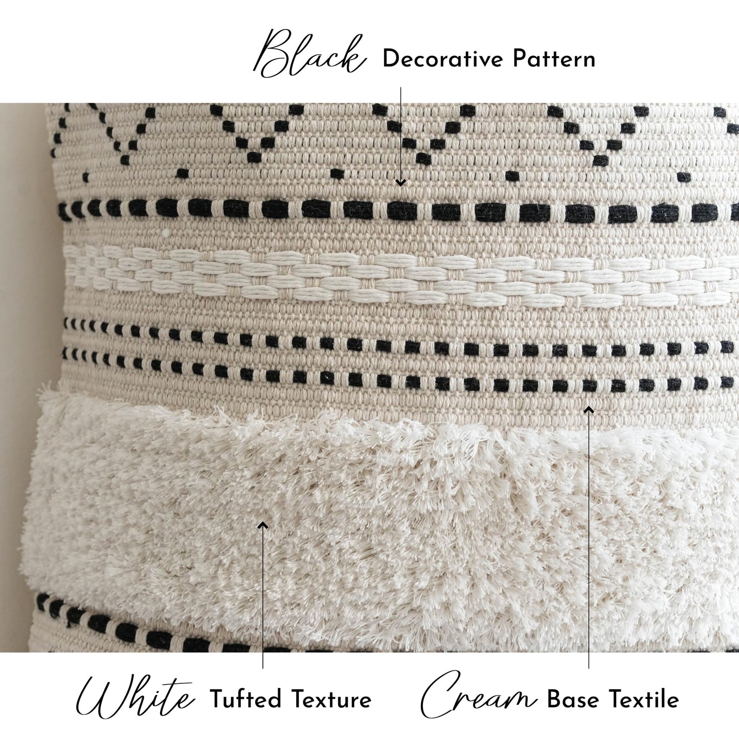 Cream Decorative Lumbar Throw Pillow Cover 14x36 Boho Long Cushion for Bed Neutral Accent Farmhouse Pillowcase for Bedroom Living Room Couch Sofa Home Décor (Cover ONLY, Pack of 1)
