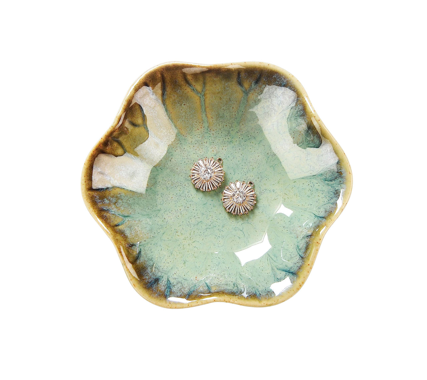 Lotus Leaf Shape Decorative Ring Tray, Small Key Bowl, Ceramic Trinket Tray Jewelry Dish Organizing Necklace Earrings, Home Decoration for Mom Best Friend Sister, Light Green.