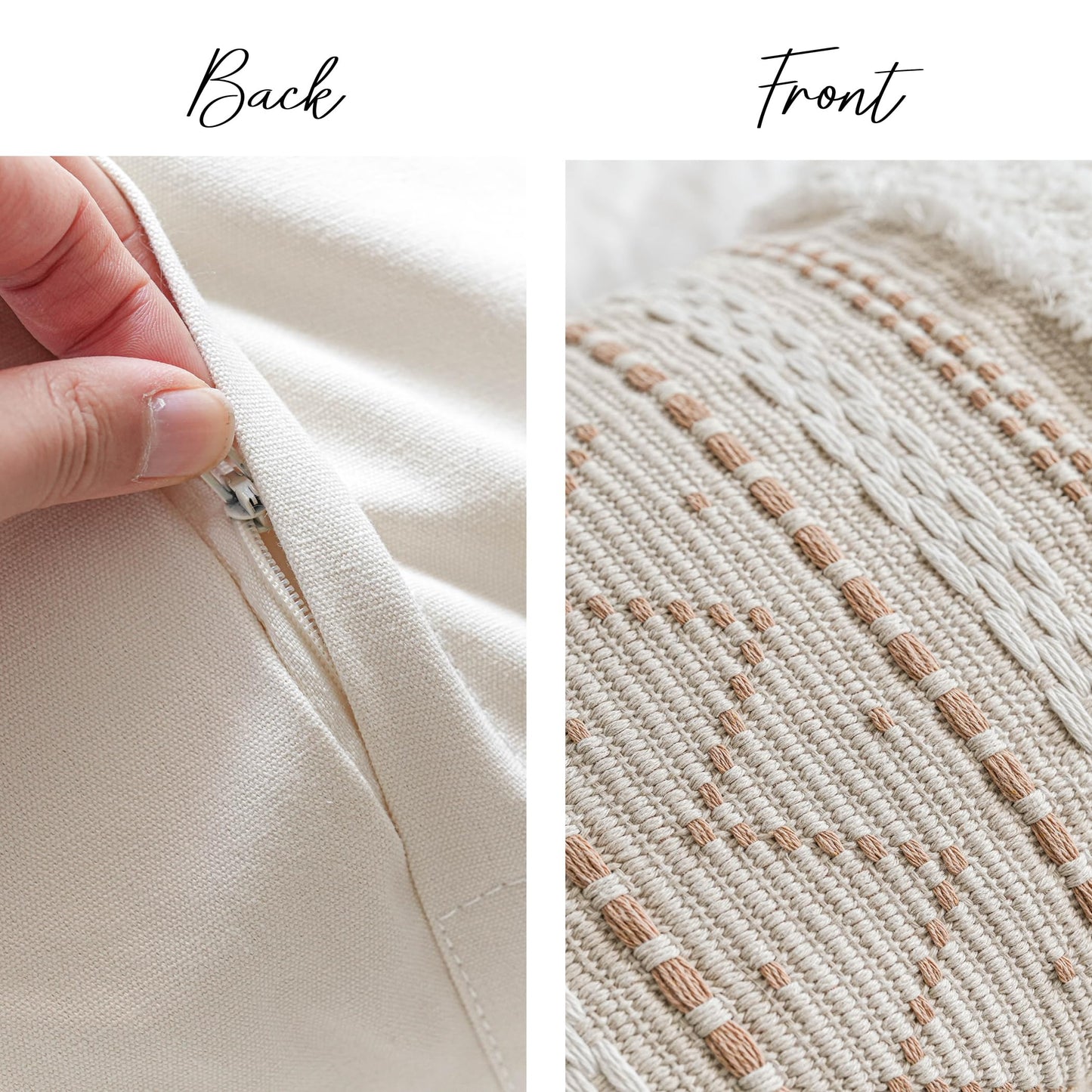 Cream Decorative Lumbar Throw Pillow Cover 14x36 Boho Long Cushion for Bed Neutral Accent Farmhouse Pillowcase for Bedroom Living Room Couch Sofa Home Décor (Cover ONLY, Pack of 1)