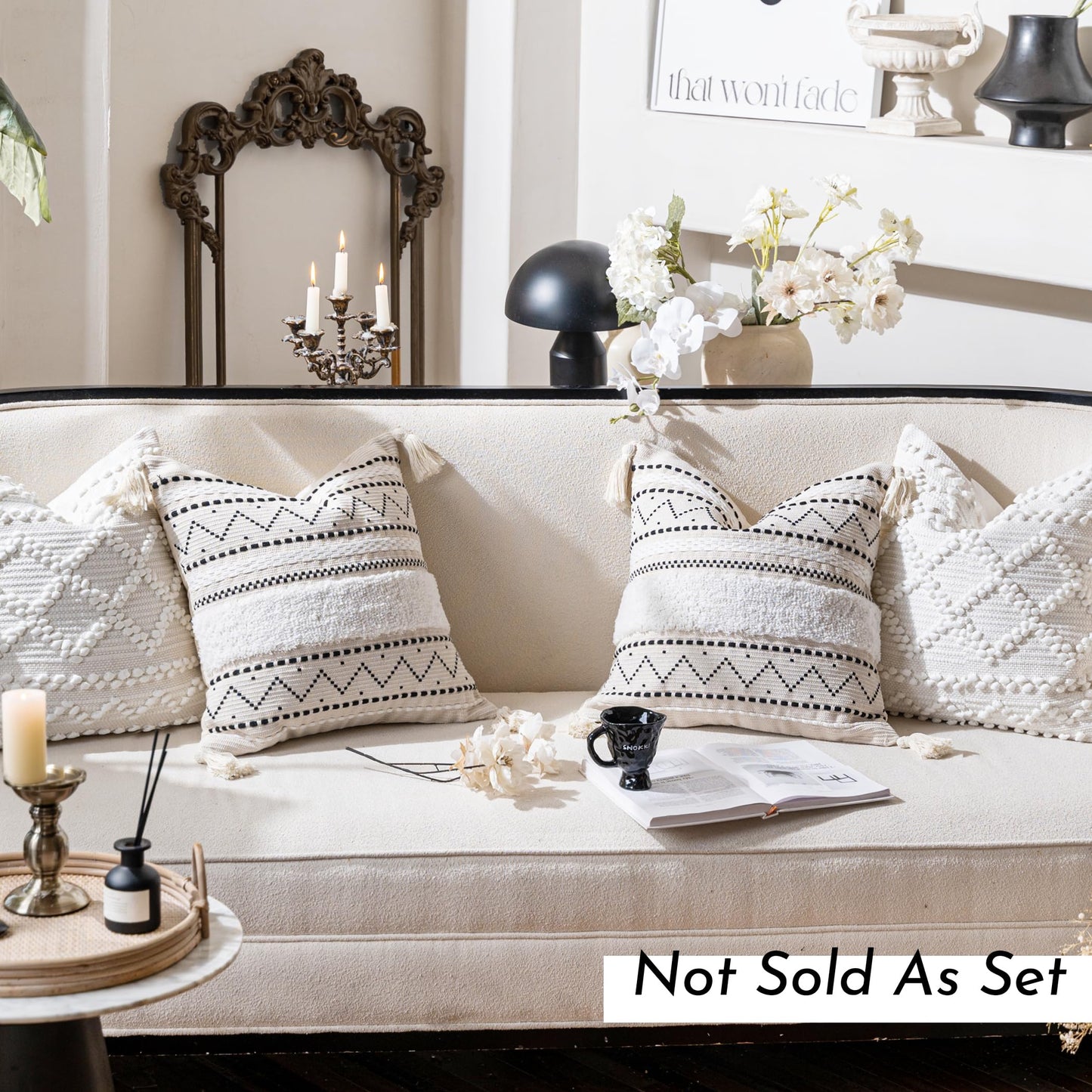 Cream Decorative Lumbar Throw Pillow Cover 14x36 Boho Long Cushion for Bed Neutral Accent Farmhouse Pillowcase for Bedroom Living Room Couch Sofa Home Décor (Cover ONLY, Pack of 1)