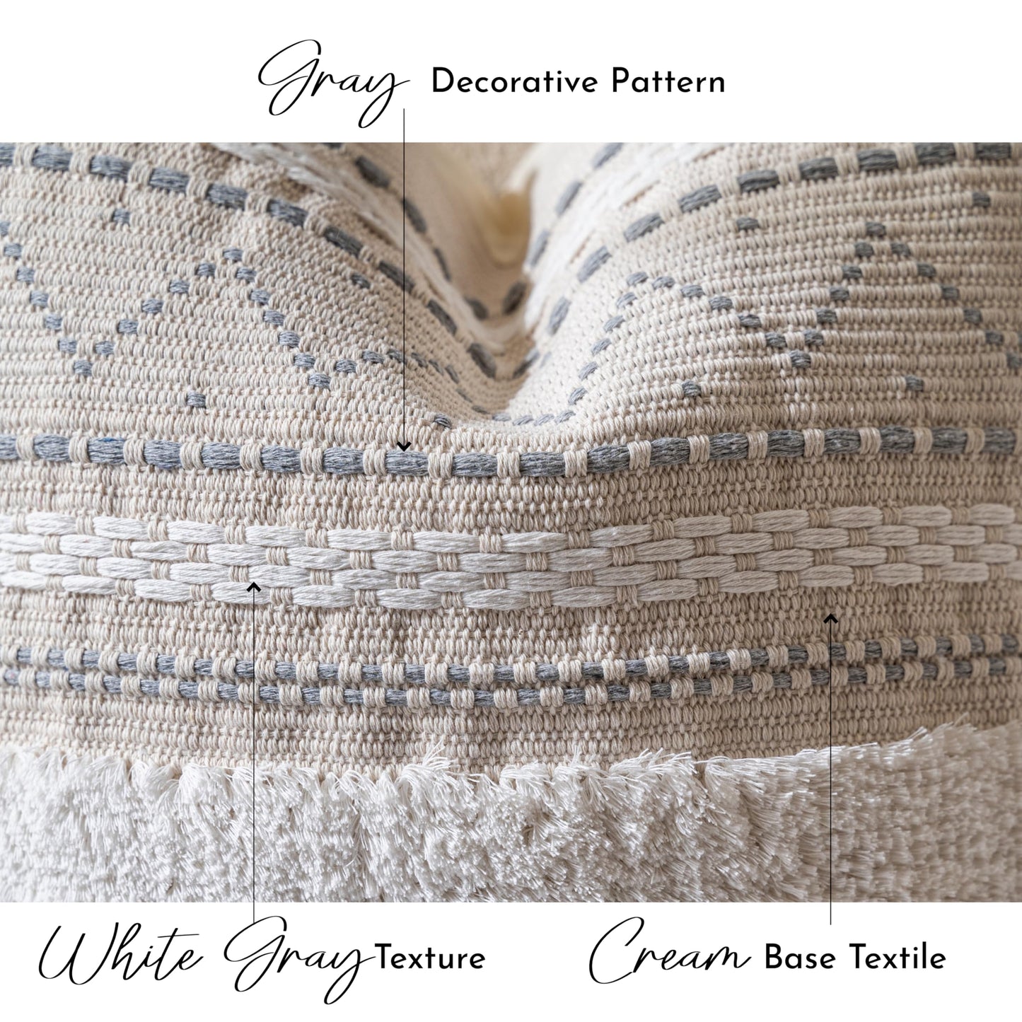 Cream Decorative Lumbar Throw Pillow Cover 14x36 Boho Long Cushion for Bed Neutral Accent Farmhouse Pillowcase for Bedroom Living Room Couch Sofa Home Décor (Cover ONLY, Pack of 1)