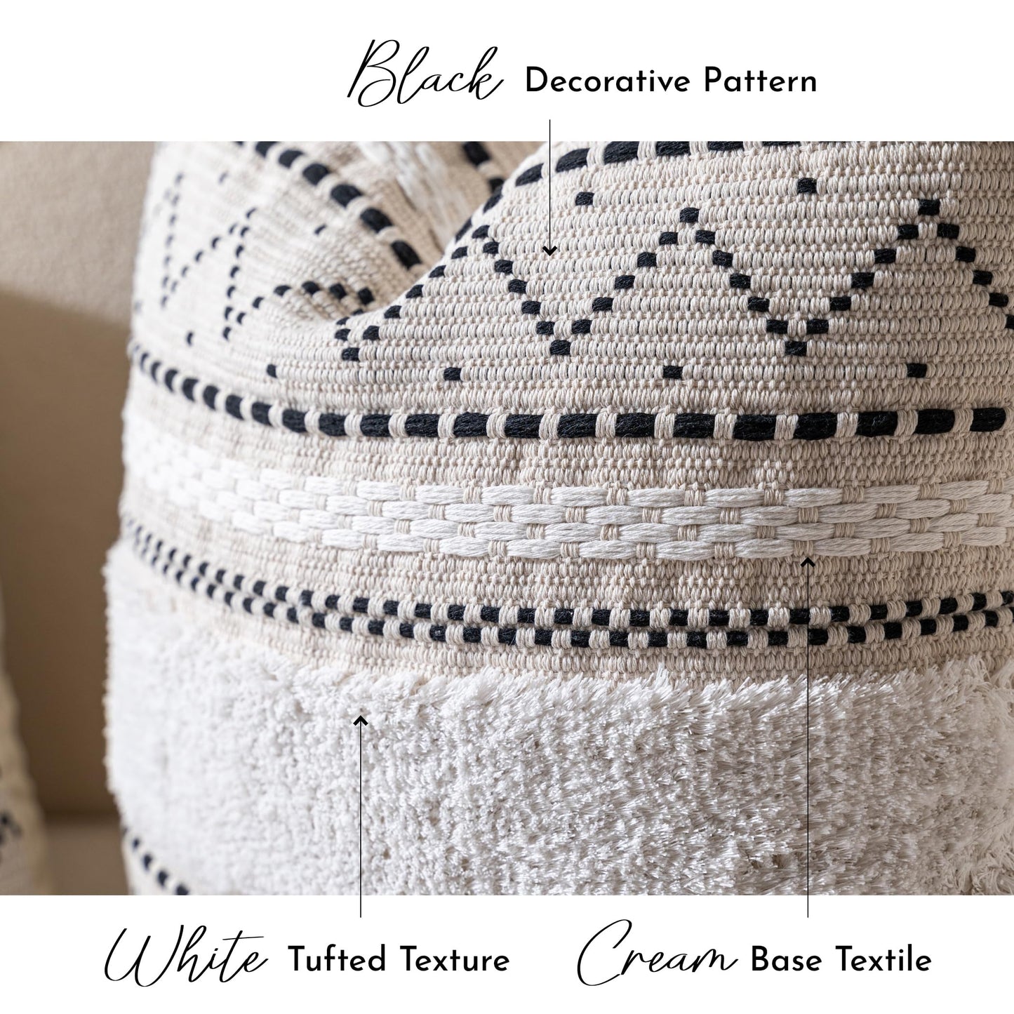 Cream Decorative Lumbar Throw Pillow Cover 14x36 Boho Long Cushion for Bed Neutral Accent Farmhouse Pillowcase for Bedroom Living Room Couch Sofa Home Décor (Cover ONLY, Pack of 1)