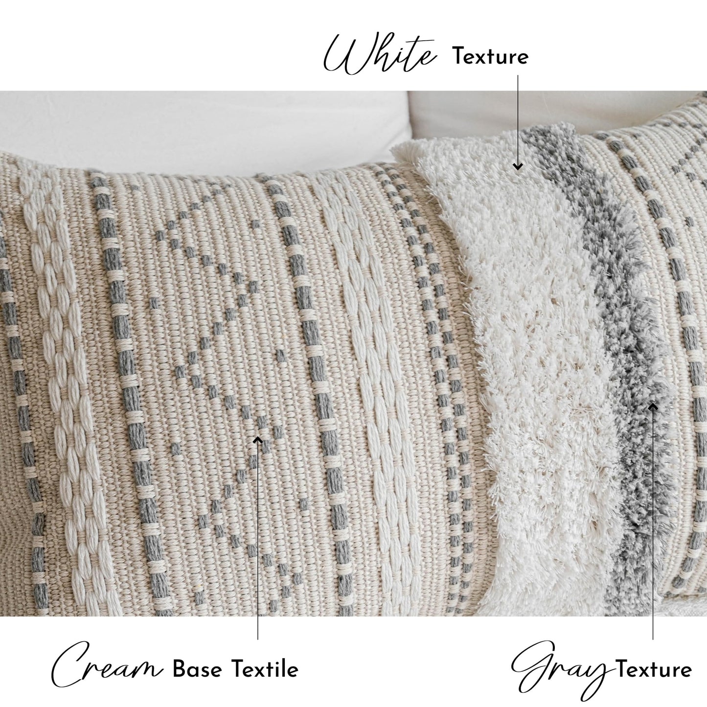 Cream Decorative Lumbar Throw Pillow Cover 14x36 Boho Long Cushion for Bed Neutral Accent Farmhouse Pillowcase for Bedroom Living Room Couch Sofa Home Décor (Cover ONLY, Pack of 1)