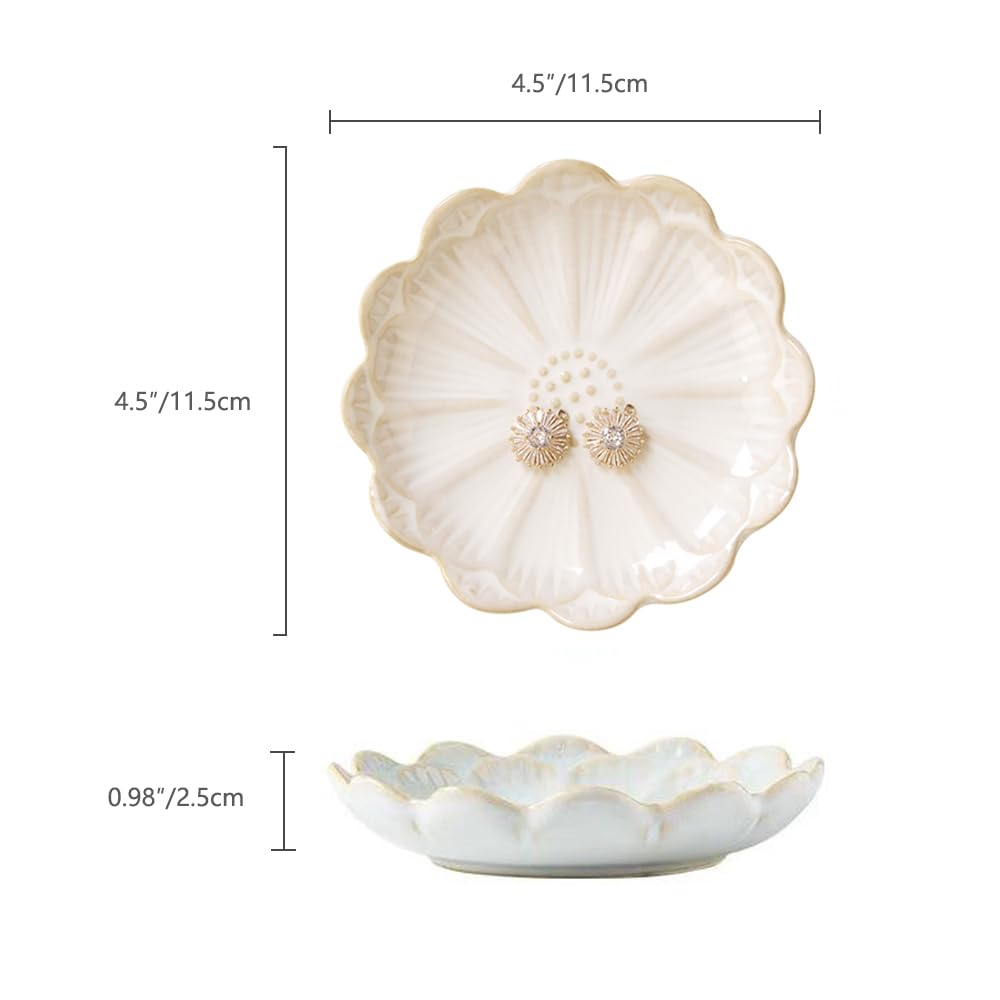 Lotus Leaf Shape Decorative Ring Tray, Small Key Bowl, Ceramic Trinket Tray Jewelry Dish Organizing Necklace Earrings, Home Decoration for Mom Best Friend Sister, Light Green.